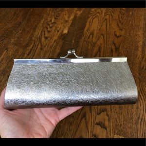 NWOT Silver clutch